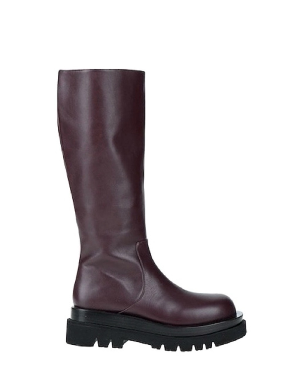 Jeffrey Campbell brown leather lug sole knee high boots chunky platform